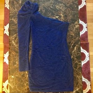 One Shoulder Royal Blue Mini Dress